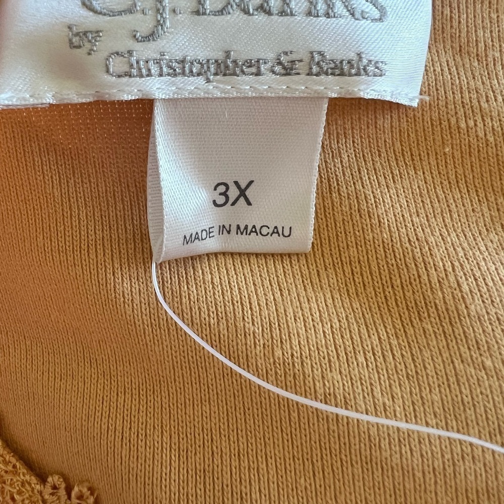NWT CJ Banks 3X Orange 100% Cotton Embroidered Short Sleeve Shirt Casual Modest - Picture 6 of 8